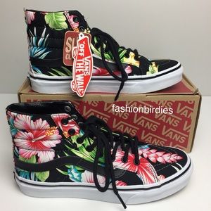hawaiian floral vans high tops